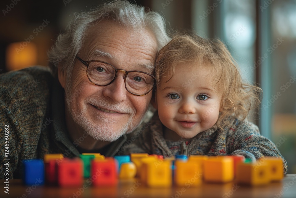 Asian Grandfather and Grandson Playing with Plasticine Toys at Home in Cozy Family Scene Asian Grandfather and Grandson Playing with Plasticine Toys at Home in Cozy Family Scene