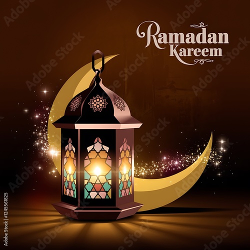 Ramadan Kareem golden greeting image photo