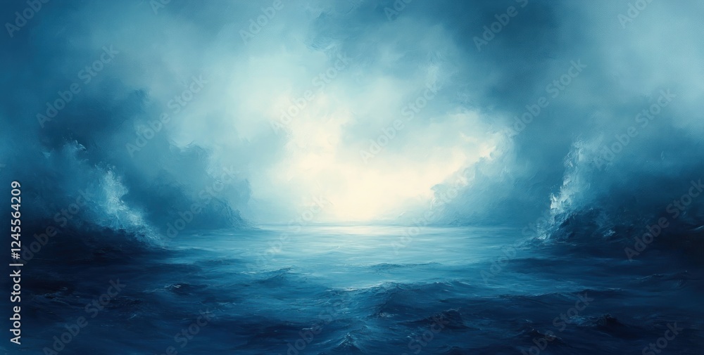 Fototapeta premium Abstract Impressionism Blue Aqua Background with Textured Light