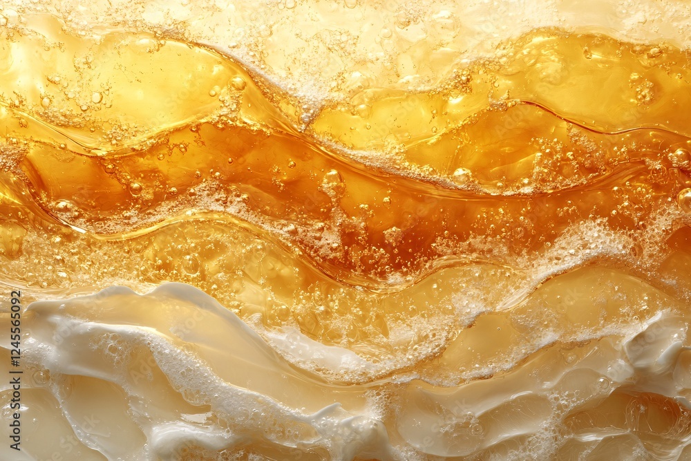 Amber Liquid and White Cream Swirl Together Amber Liquid and White Cream Swirl Together