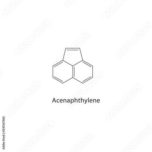 Acenaphthylene skeletal structure.Polycyclic Aromatic Hydrocarbon (PAH) compound schematic illustration. Simple diagram, chemical structure.