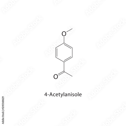 4-Acetylanisole skeletal structure.Ketone Ether Derivative compound schematic illustration. Simple diagram, chemical structure.