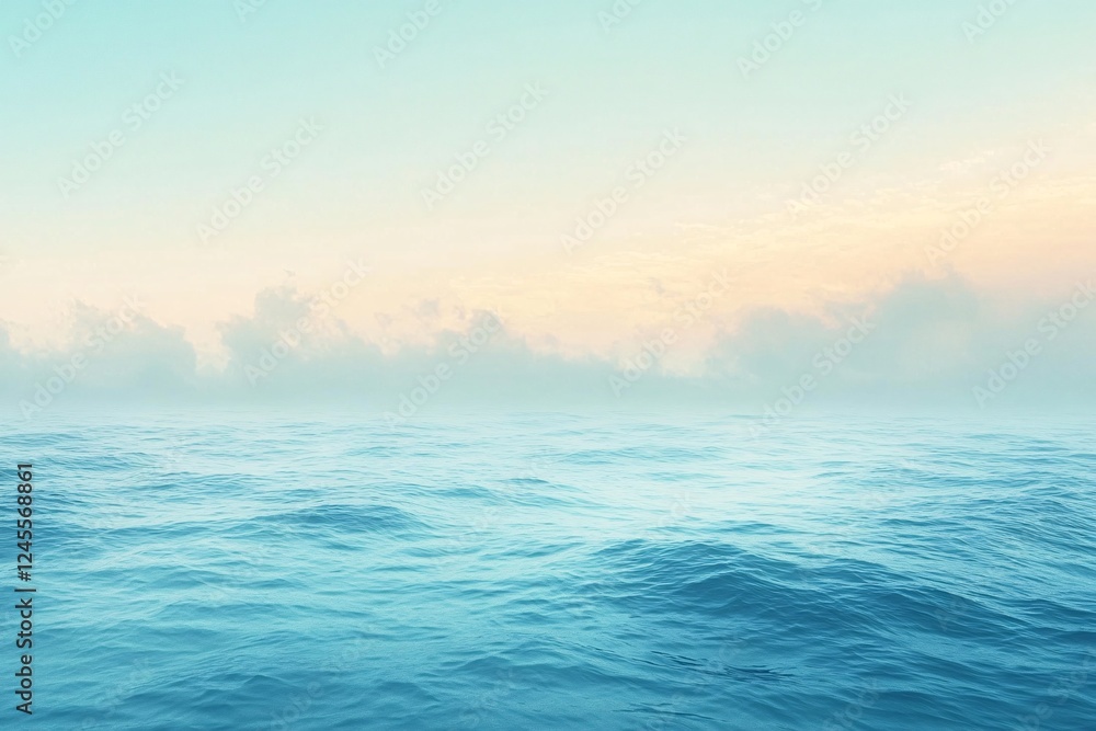 Fototapeta premium Serene Ocean Scene Under a Misty Sky