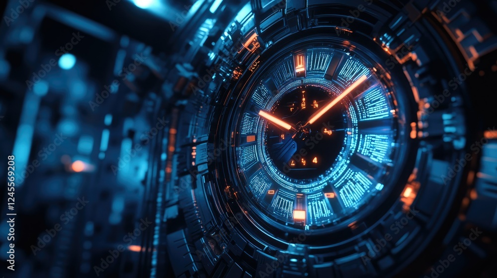 Naklejka premium Futuristic sci-fi interior of a spaceship,