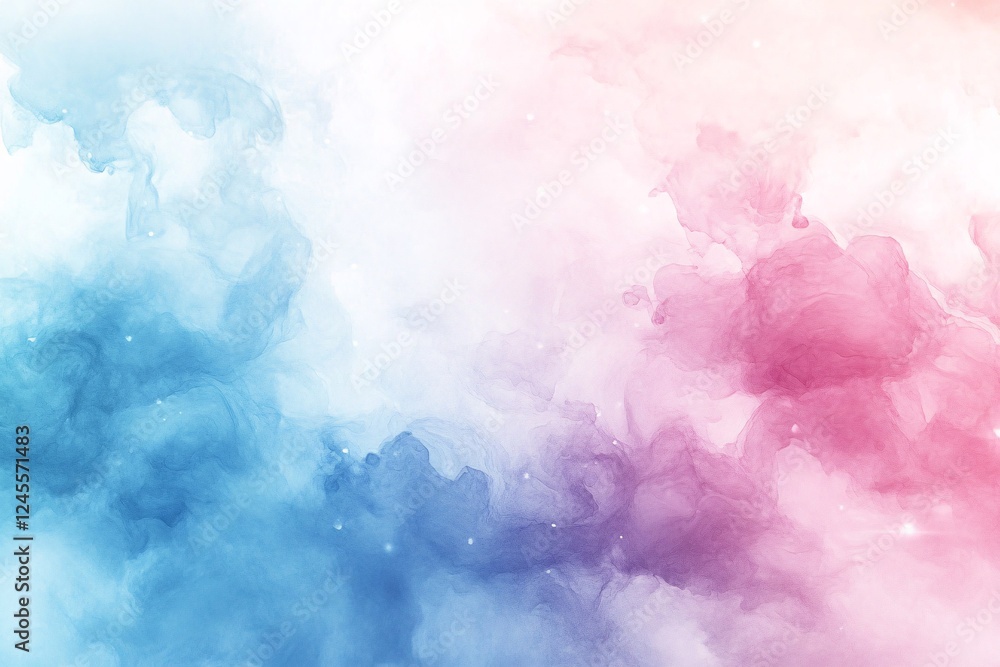Fototapeta premium Abstract Watercolor Cloud Swirls in Pink and Blue Hues