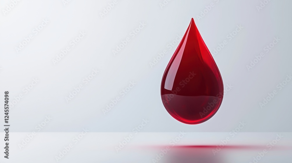 Fototapeta premium Crimson droplet symbolizing cholesterol in blood vessels cardiovascular health icon minimalistic design