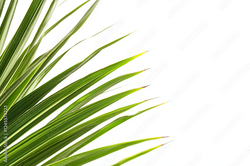 Selective focus tropical leaf isolated on white background, Coconut leaf on white background, Green palm leaf on the beach. Selective focus tropical leaf isolated on white background, Coconut leaf on white background, Green palm leaf on the beach.