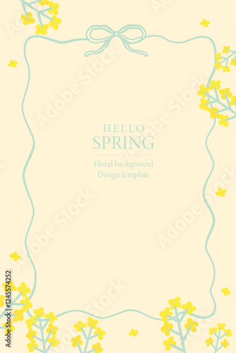 Vector yellow canola flowers background frame illustration.