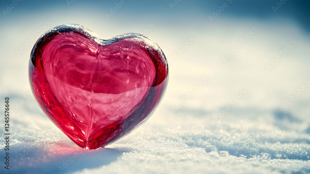 Fototapeta premium red heart in snow