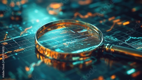 Wallpaper Mural Magnifying Glass Analyzing Financial Data Charts Torontodigital.ca