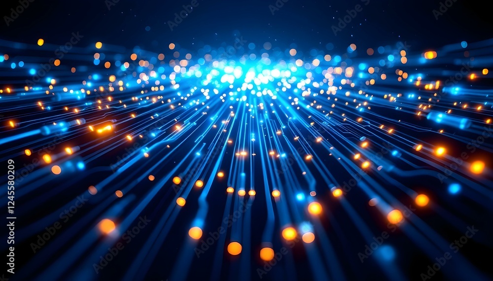 Obraz premium Abstract Blue and Orange Light Trails Background Image