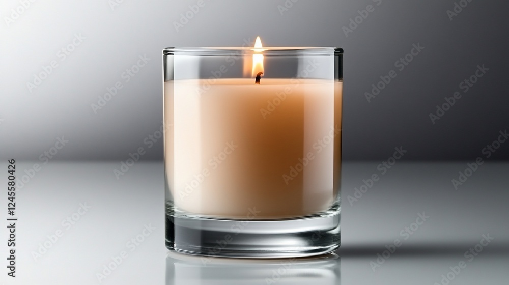 A Single Lit Candle in a Glass Holder A Single Lit Candle in a Glass Holder