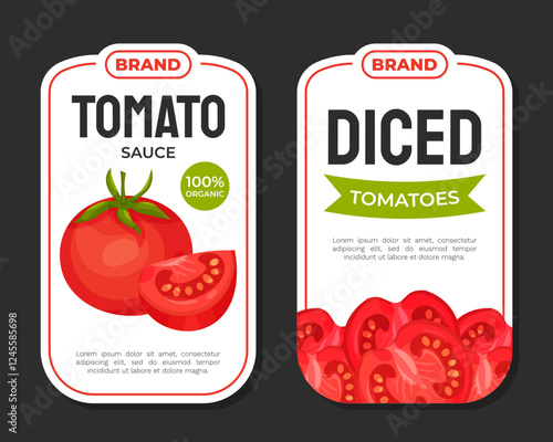 Tomato Sauce Product and Food Label Design Vector Template