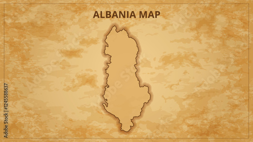 A Vintage Map Depicting the Borders of the Albania. Albania map with federal states in A vintage map based background, Political Albania Map
