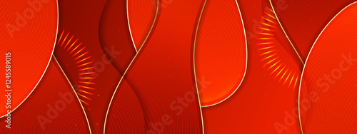 Cool red gradient geometric background design with curvy lines suitable for presentations, business design, or modern app interfaces