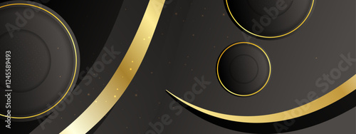 dark grey and gold elegant geometric background with circular pattern  style for presentations, business design, or creative projects