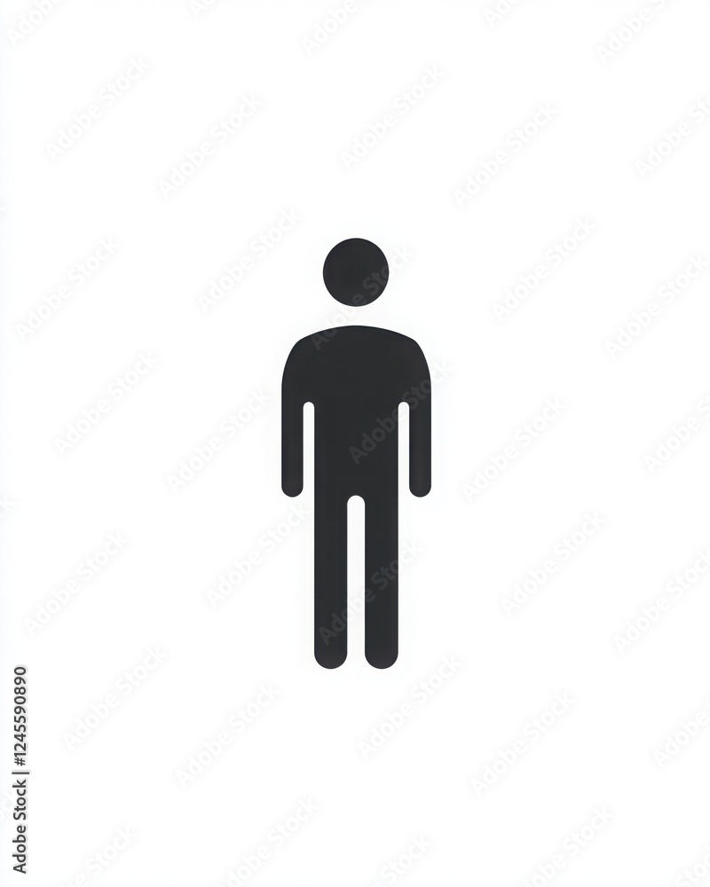 Man Icon Symbol, Male Silhouette Sign for Restroom or Directional Signage, Isolated on White Man Icon Symbol, Male Silhouette Sign for Restroom or Directional Signage, Isolated on White