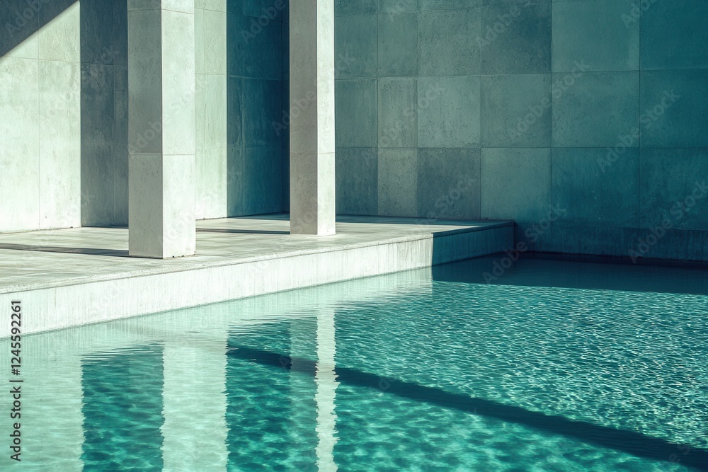 Obraz premium Minimalist Architectural Pool with Columns and Reflections