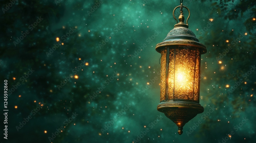 Ornate Ramadan Lantern with Mystical Glow Ornate Ramadan Lantern with Mystical Glow