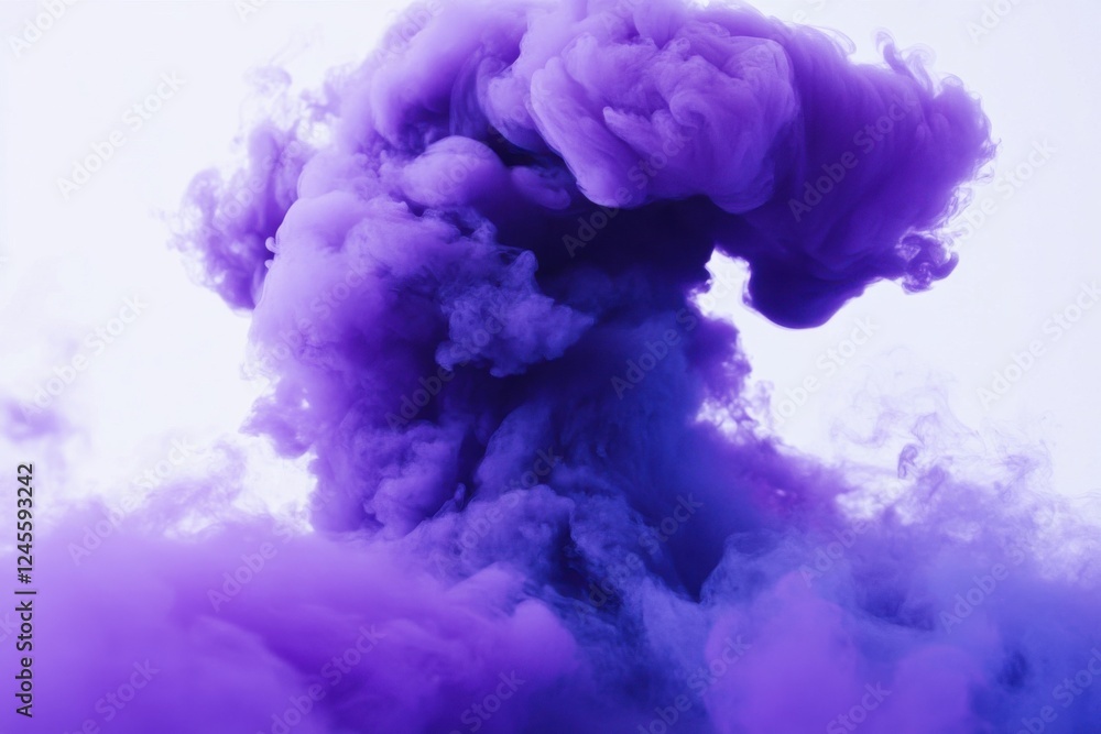 Fototapeta premium Purple smoke swirl on bright backdrop for striking visuals and innovative designs in branding, event decoration, and marketing strategies