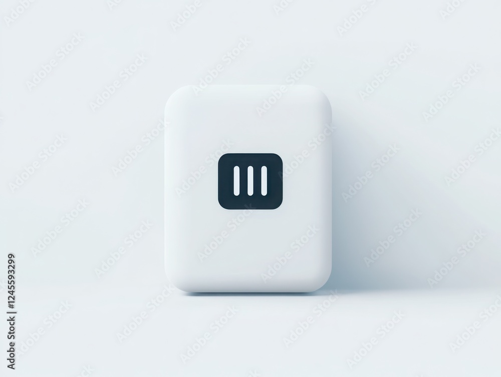 Minimalist Menu Icon Button on White Background