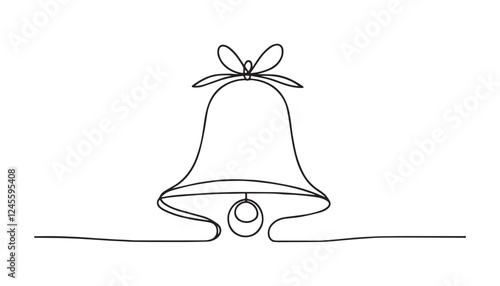 Continuous one single minimal line drawing bell