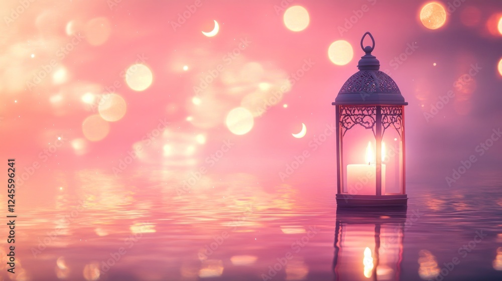 Ornate Ramadan Lantern with Mystical Glow Ornate Ramadan Lantern with Mystical Glow