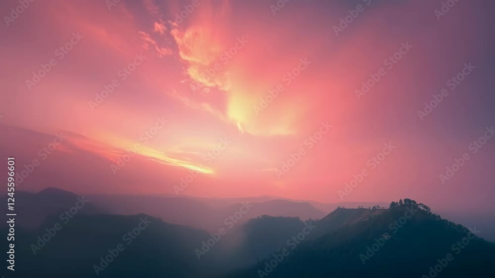 A sunset over the mountains A sunset over the mountains