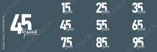 collection anniversary abstract logotype vector design set icon 15 to 95