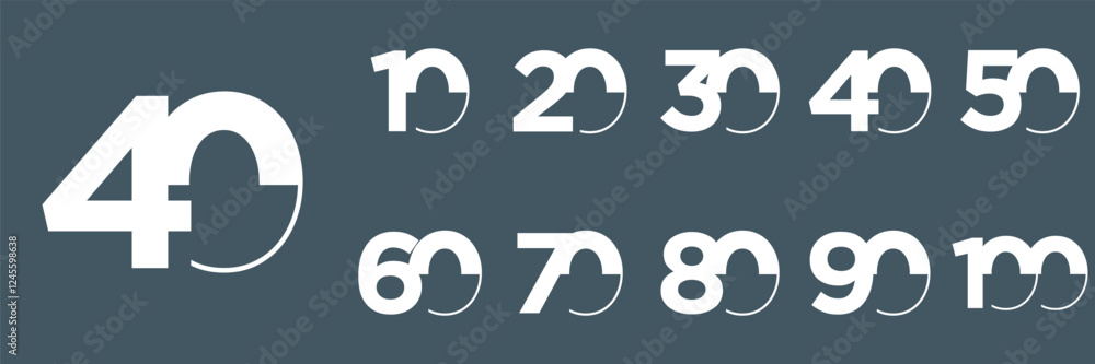 Obraz premium collection anniversary abstract logotype vector design set icon 10 to 100