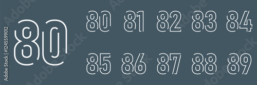 collection anniversary abstract logotype vector design set icon 80 to 89