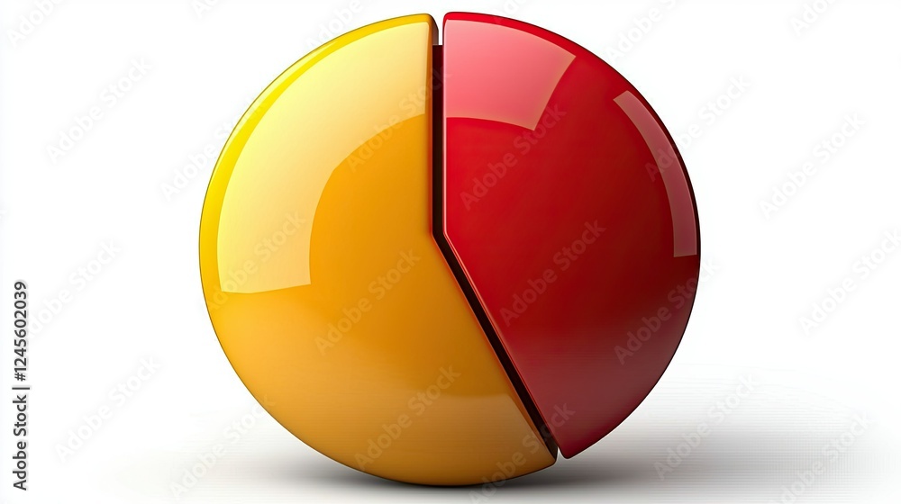 A Red and Yellow Divided Spherical Pie Chart A Red and Yellow Divided Spherical Pie Chart