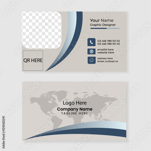 Double sided grey colour modern business card design template 