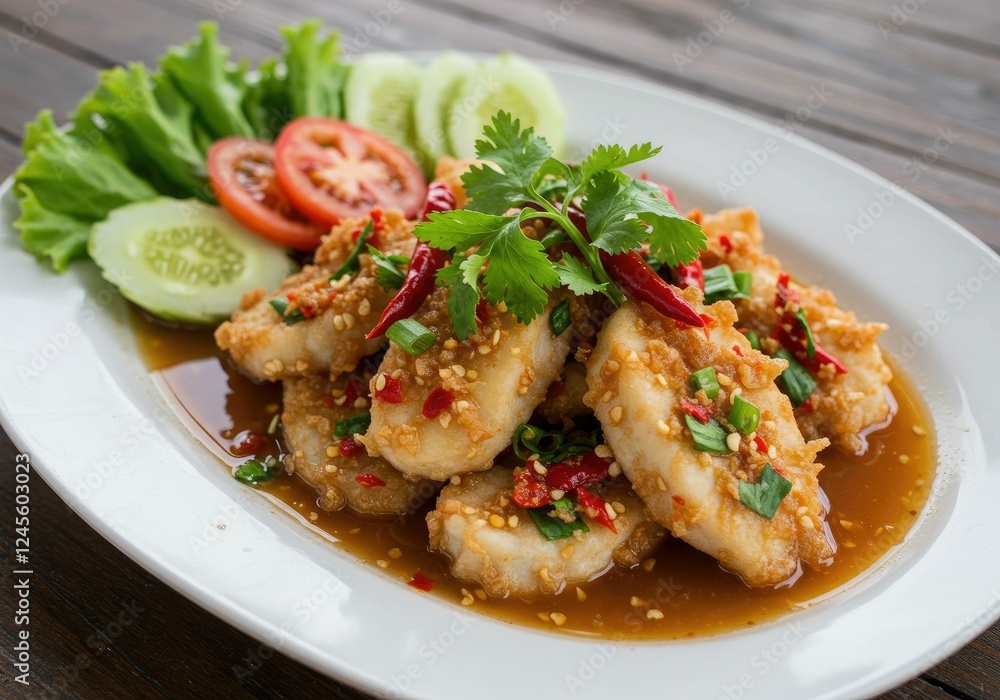 spicy fried tubtim fish salad spicy thai food spicy fried tubtim fish salad spicy thai food