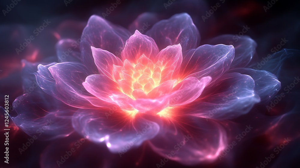 Luminous flower glowing with vibrant inner light Luminous flower glowing with vibrant inner light