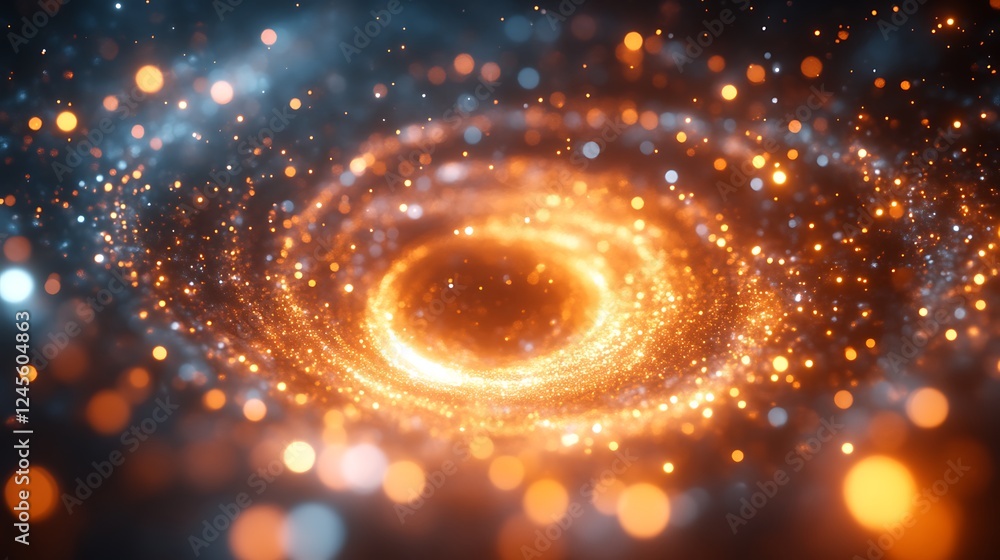 Abstract swirling galaxy of orange and blue lights Abstract swirling galaxy of orange and blue lights