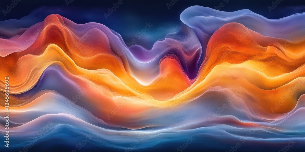 Abstract painting of a wave of water and zen papaya in vibrant colors and creative design Abstract painting of a wave of water and zen papaya in vibrant colors and creative design