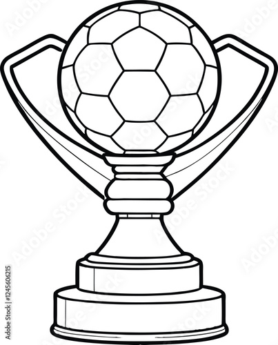 Football winner gold trophy cup colouring book pages for children and adults with vector design