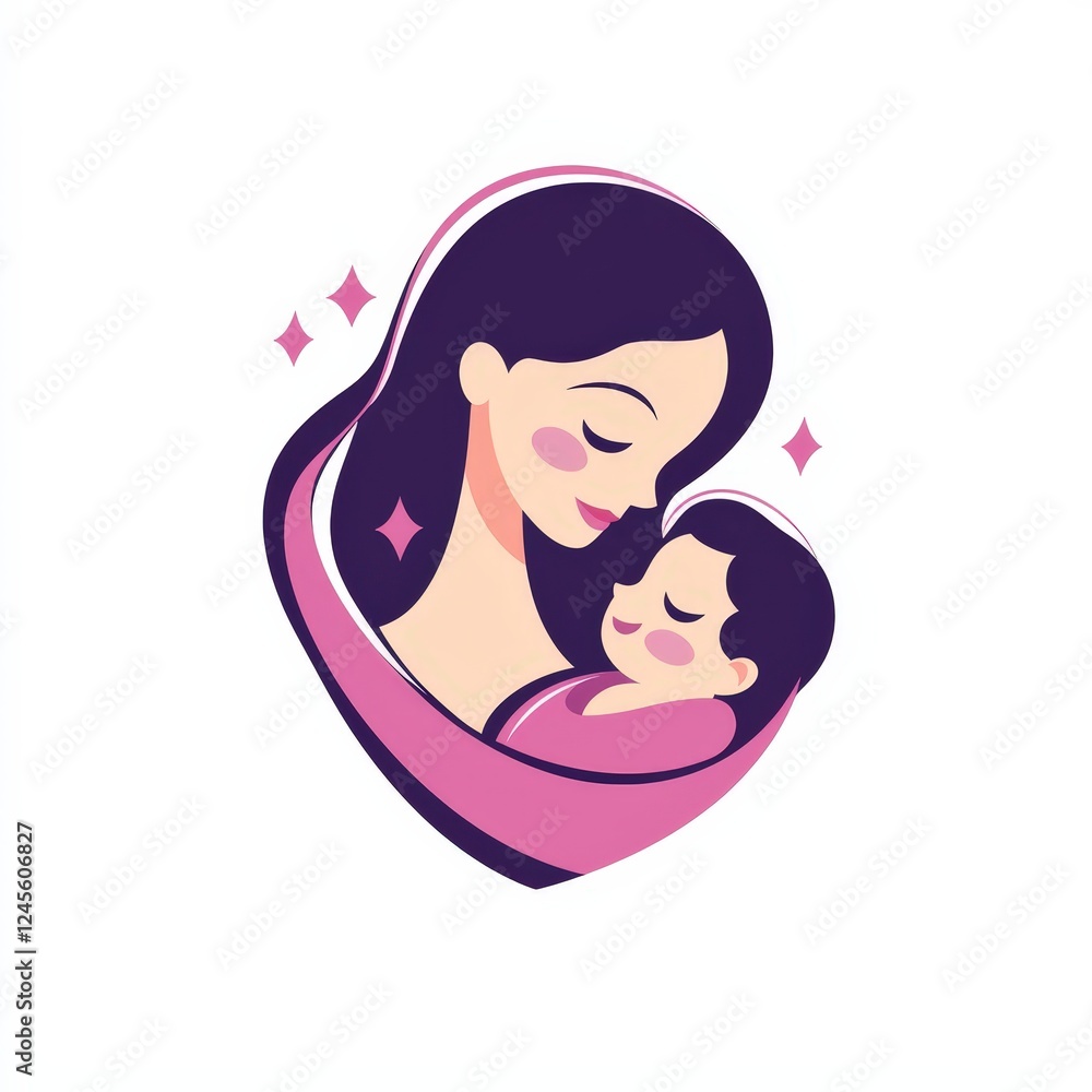 Design of mom and baby icon logo illustration isolated on white background Design of mom and baby icon logo illustration isolated on white background