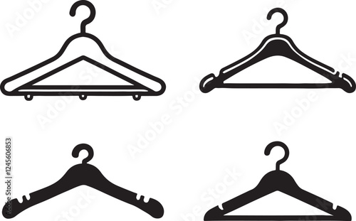 cloth hanger icon clip art silhouette design vector illustration