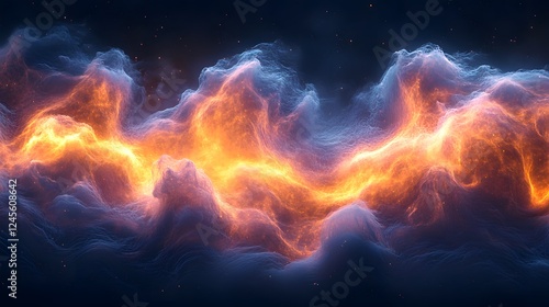 Wallpaper Mural Colorful fire and textured nebula with geometric layers creating a vibrant cosmic scene Torontodigital.ca