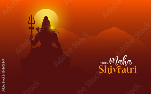 Indian Religious Festival Happy Maha Shivratri  Background Template Illustration