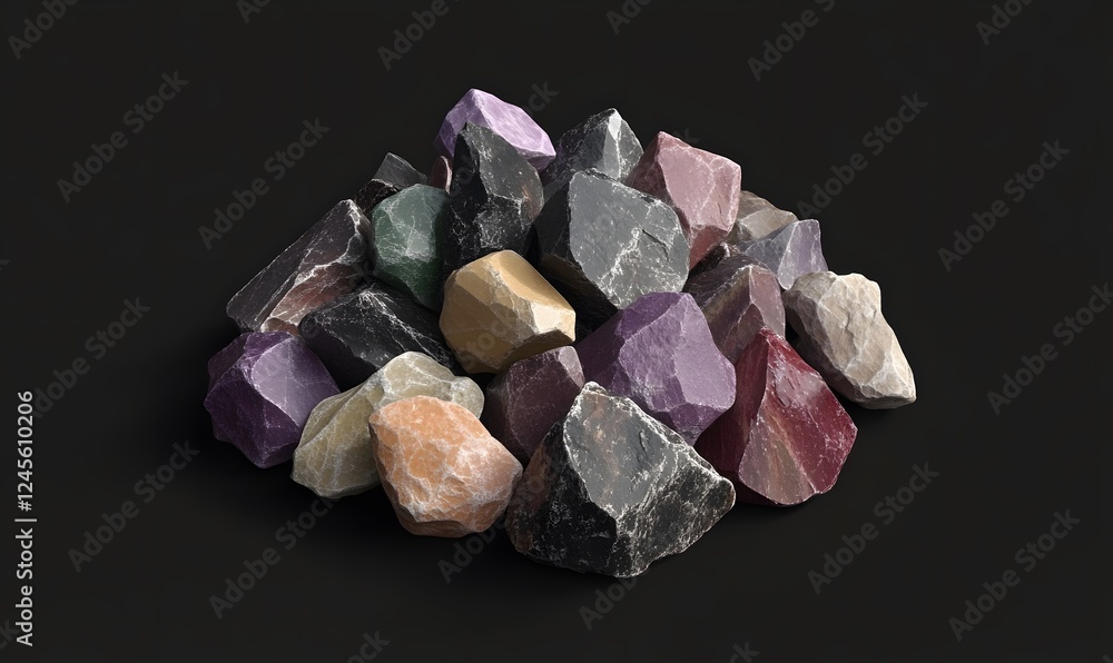 Colorful stones pile on dark background, studio shot, for design Colorful stones pile on dark background, studio shot, for design