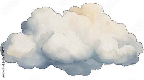 white clouds on watercolor paper, transparent background