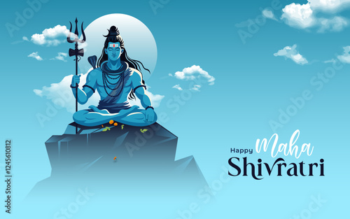 Indian Religious Festival Happy Maha Shivratri  Background Template Illustration
