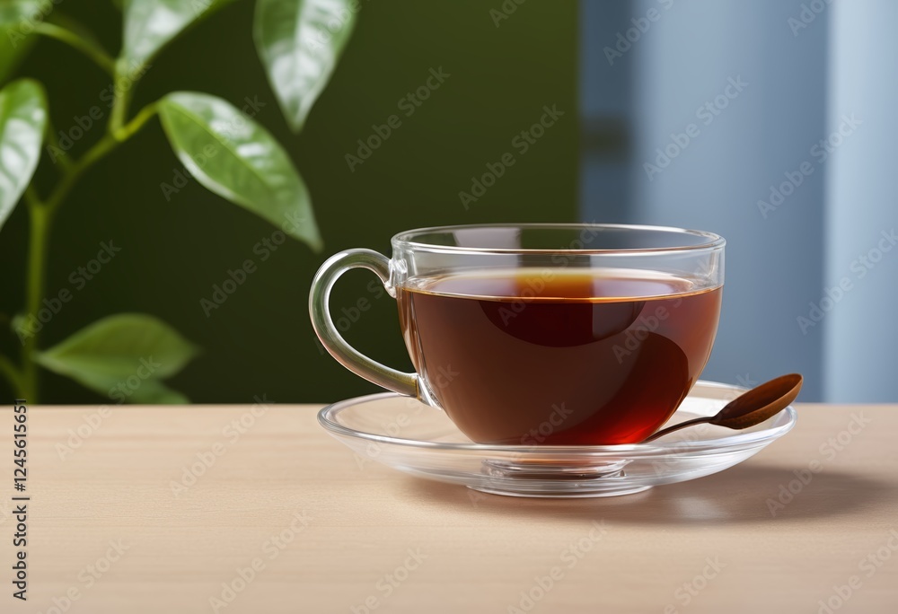 A bowl of hot black tea is placed on the indoor table A bowl of hot black tea is placed on the indoor table