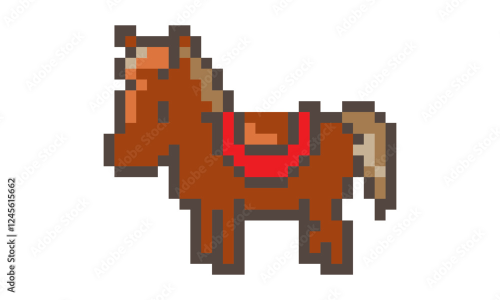 Fototapeta premium brown horse pixel art