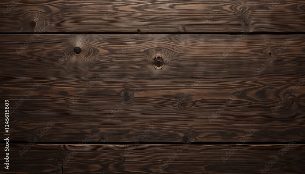 Fototapeta premium Dark Brown Wooden Texture Background, Rich Grain Pattern, Natural Wood Surface, Horizontal Planks, Detailed Close-up Image