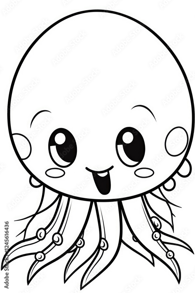 Obraz premium Cute cartoon octopus coloring page for kids underwater scene digital art fun environment playful perspective