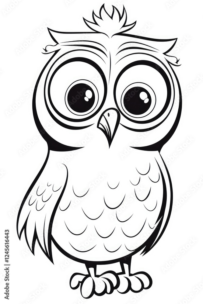 Fototapeta premium Whimsical owl illustration art studio coloring page creative space close-up fun for kids